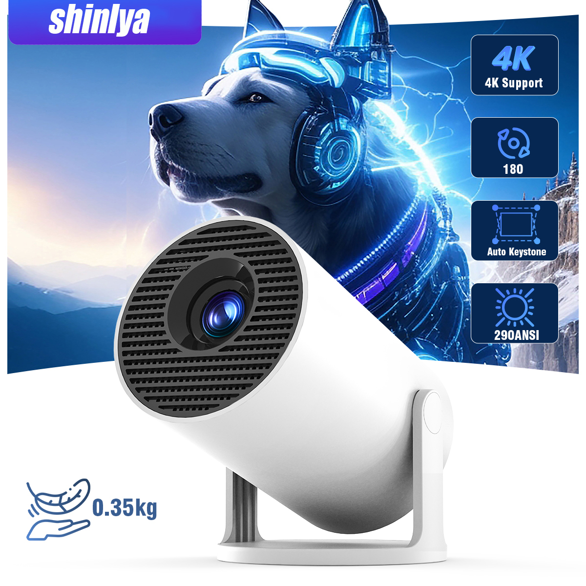 HY310X 4K Mini Projector With Full HD 1080P 420ANSI Android 11 Auto Focus Keystone for Outdoor Theater Stand Projector