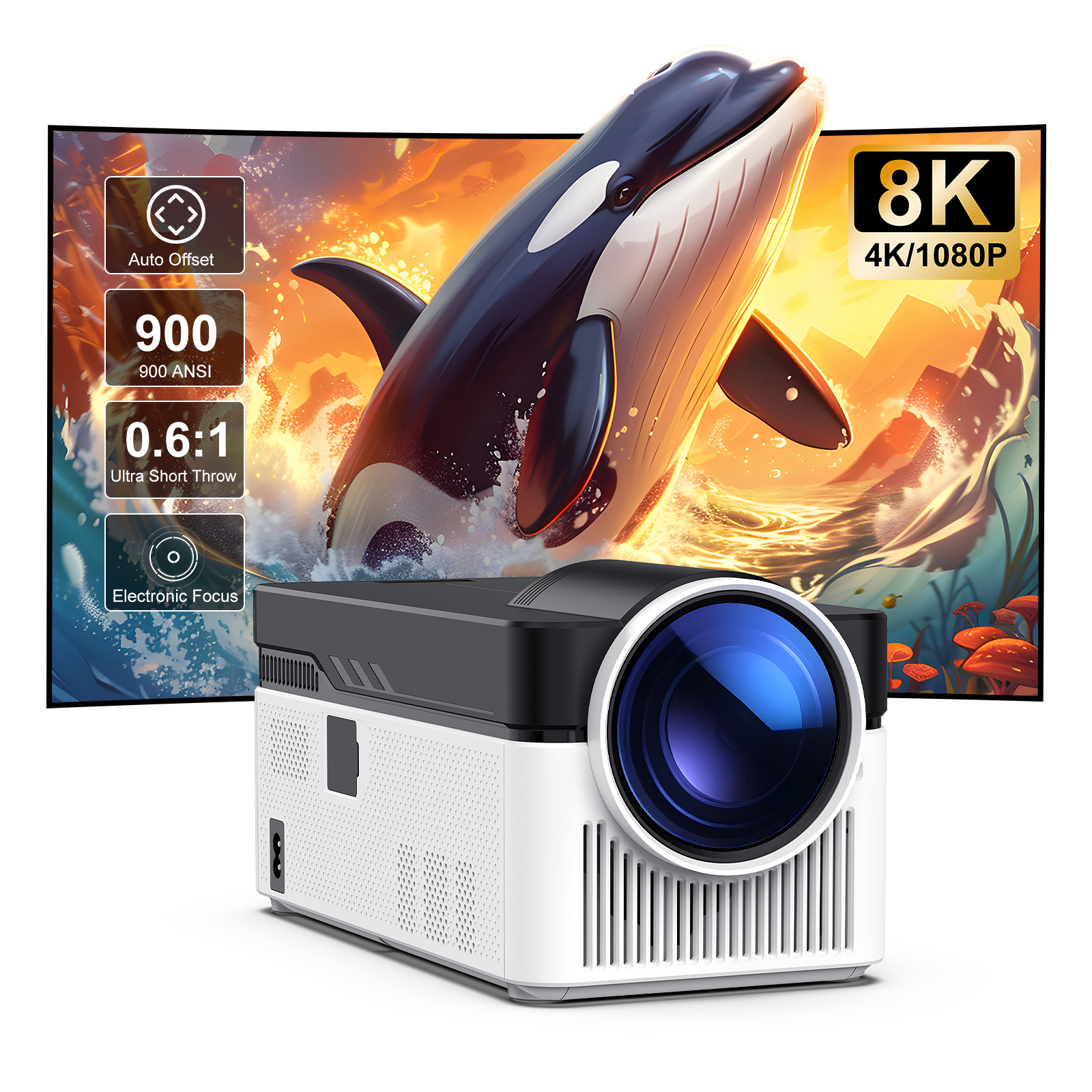 1080P 4K Projector 900 ANSI Smart Home Theater