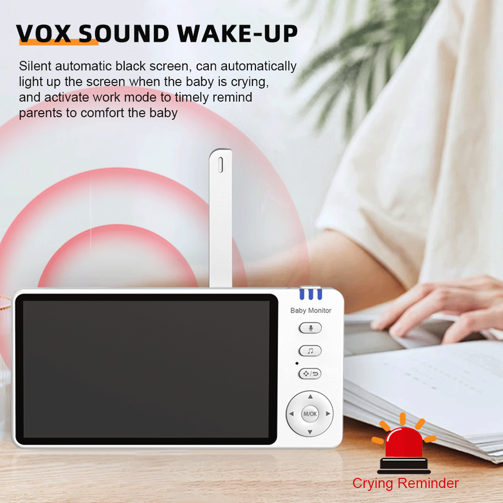 5" Display Temperature Sensor Baby Monitor 5 Inch Wifi 720P Baby Phone Camera 2.4G Wireless Two-way Audio Nanny Feeding Alarm