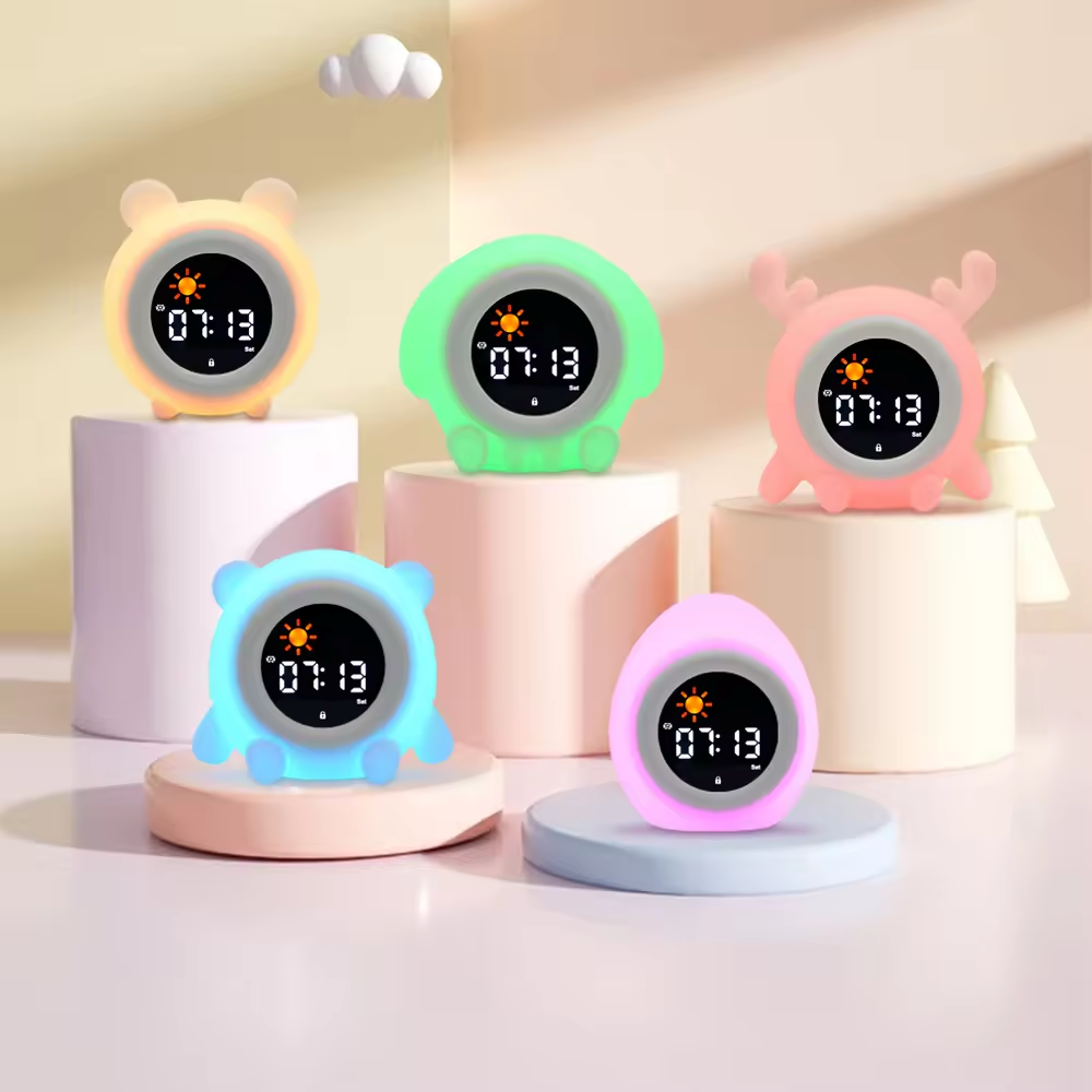 X03 Silicone Night Light Alarm Clock with 8 White Noise Sounds
