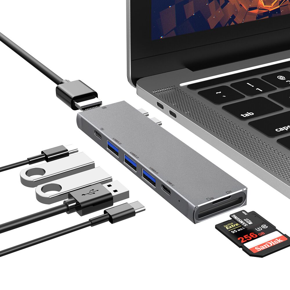 XY-7 Type-C To HDMI+USB2.0X2 HUB +PD+SD/TF+USB C