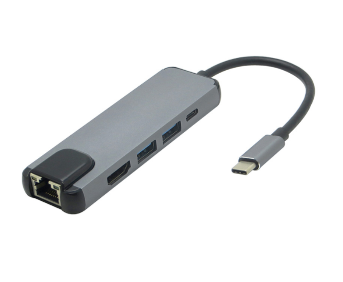 XY-24  Type c Hub 5 in 1 3.1 USB C Type C to Ethernet RJ45 HDMI 2xUSB3.0 PD Charging Docking Usb Hub
