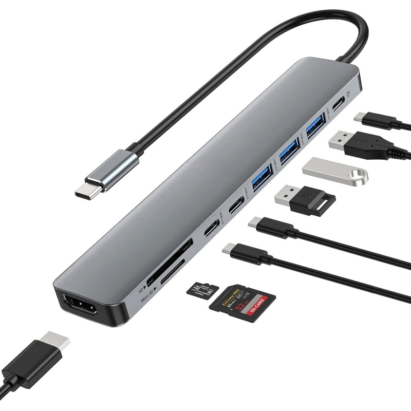 XY-39 USB C Hub Type-c to 4K HDTV Multi-port USB SD TF Card Reader Splitter USB-C Docking Station