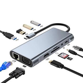 XY-46 Usb c Ethernet Docking Thunderbolt Dock Hub Pd Charging Sd Tf Card Reader 11 in 1 Usb 3.0 Hub