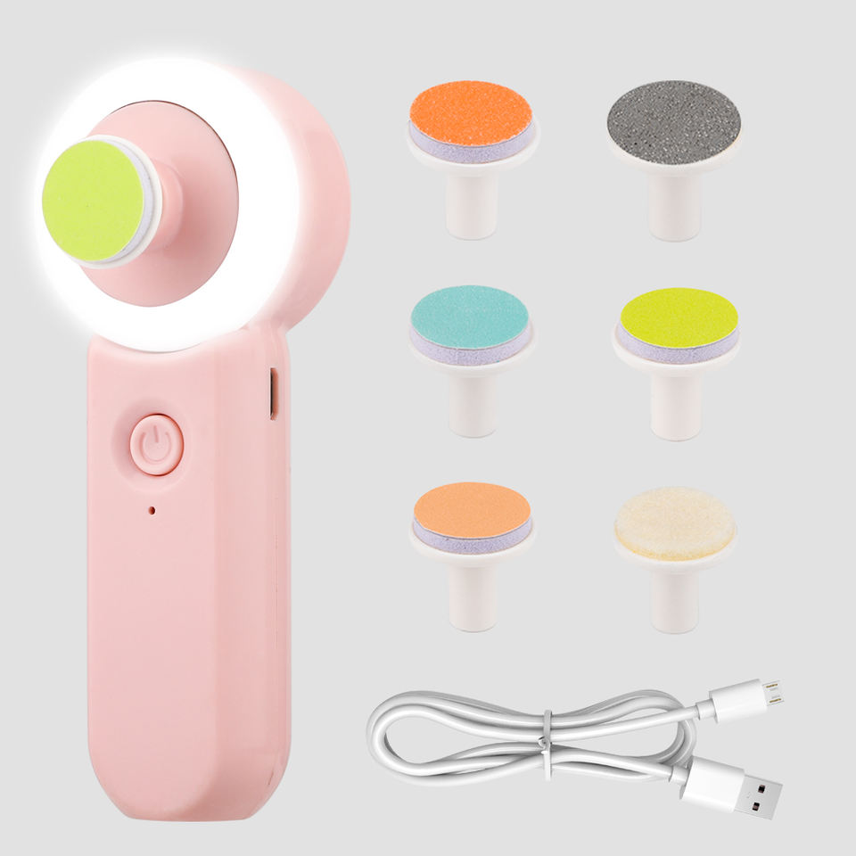 F18 6 in 1 Portable Low Noise Baby Electric Manicure Set Nail File Sanding Nail Clipper Trimmer Kit for New Born, Kids