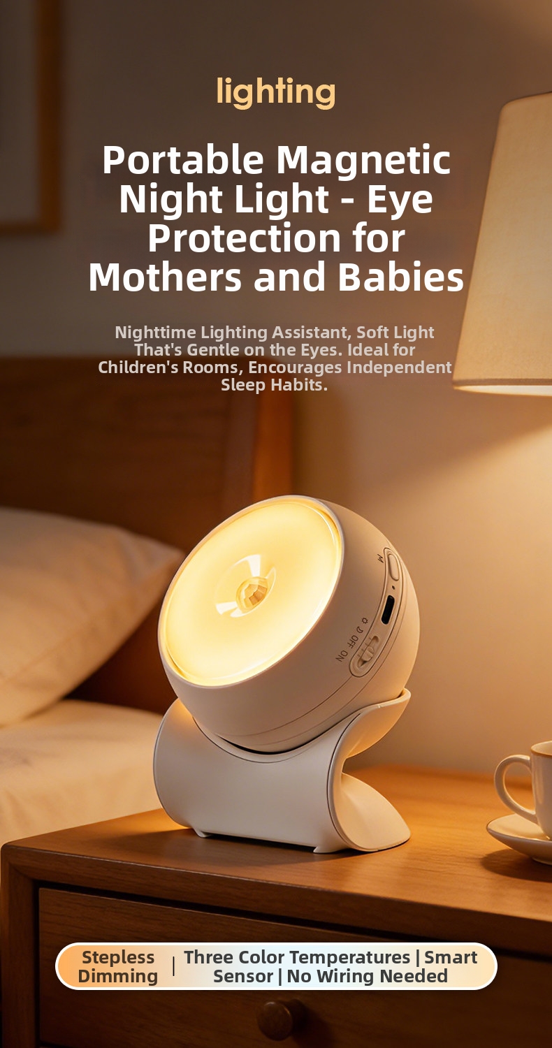 B004 Wholesale 3-Color CCT Motion Sensor Night Light, Magnetic Rechargeable, No Wiring, 360° Adjustable LED Wall Lamp for Home & Commercial Use