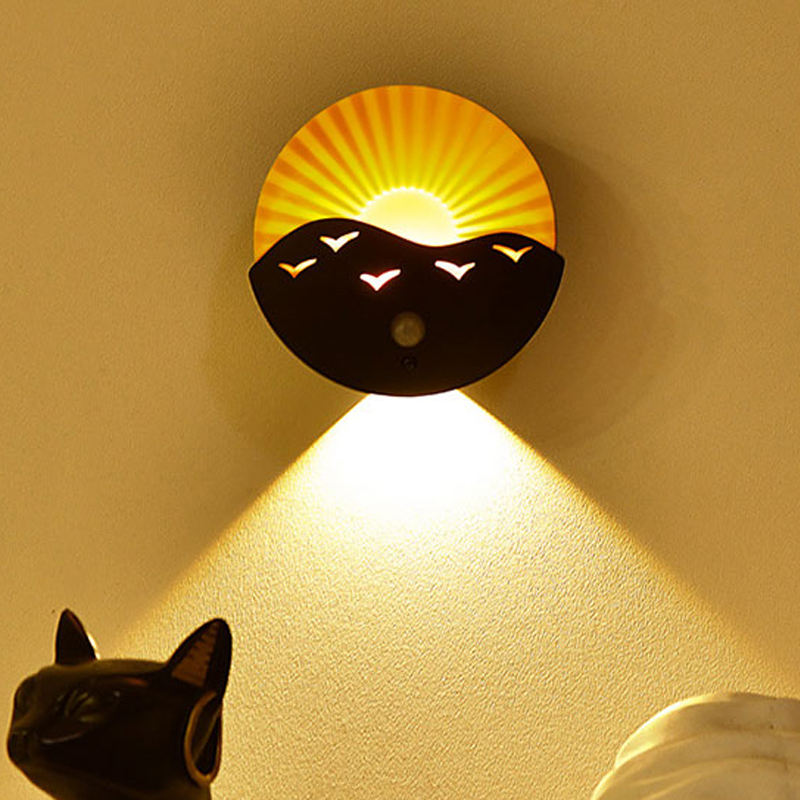 B009 Nordic Decorative Night Lamp Hallway Bedroom Nightlight Wireless Sensor Motion & Remote Control Led Wall Lamp