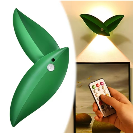 B011 Leaf Wall Lamp Rechargeable 2000mAh Battery Remote Control 3 Light Modes Stepless Dimming RGB Color Modern LED Wall Sconce