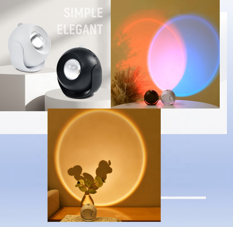 B015 RGB Human Body Induction Lamp Wireless Sunset Lamp Corridor Entrance Wall Lamp 360° Rotatable Battery-type Night Light Modern