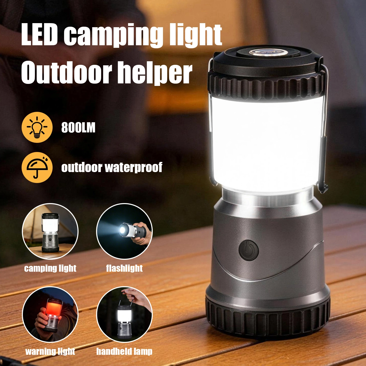 B031 Multi-Function LED Tent Light - IP65, Red Warning Light