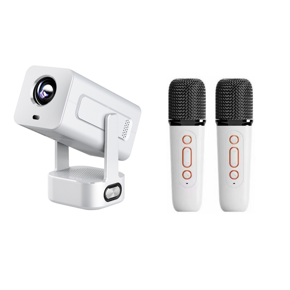 1080P Smart Android 13 Projector 4K Support Mini LCD KTV Mic Auto Focus Auto Keystone Screen Mirroring WiFi 6 5.2