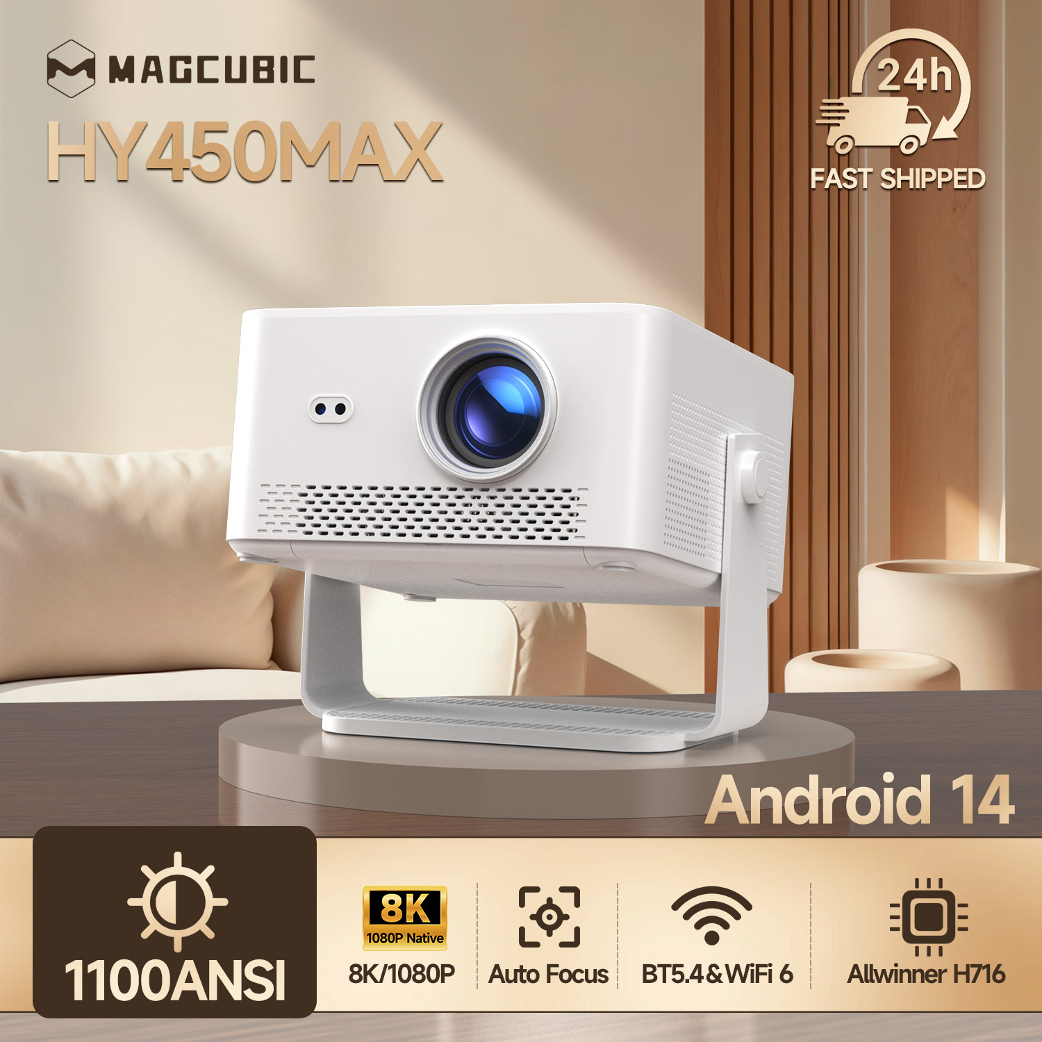 Hot Sell 8K Smart Projector 1080P Native Portable Projectors 900ANSI HY350 Max Dual Wifi6 BT5.0 Home Cinema Beamer